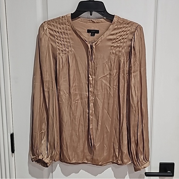 J. Crew Gold Silk Like Layering Blouse - Picture 2 of 6